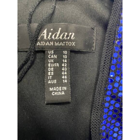 Aidan Mattox prom Cocktail Dress Sequin metallic wedding Cobalt Blue 10 A000406 - Picture 5 of 8